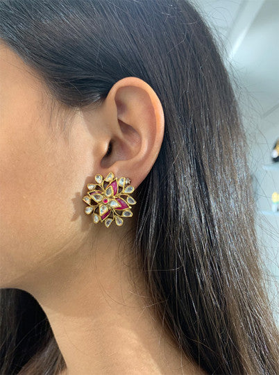Double Floral Stud - Earrings